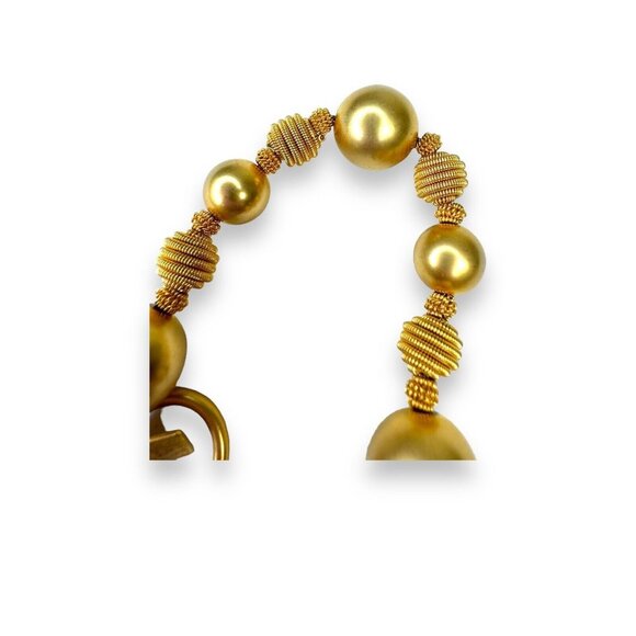 Y2K Anne Klein Chunky Brushed Gold Tone Beaded Bracelet 7.75” Toggle Clasp - Picture 3 of 10